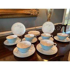 Royal Doulton Bone China Summer Song H.4949 Cup & Saucers w/Small Plates for 6